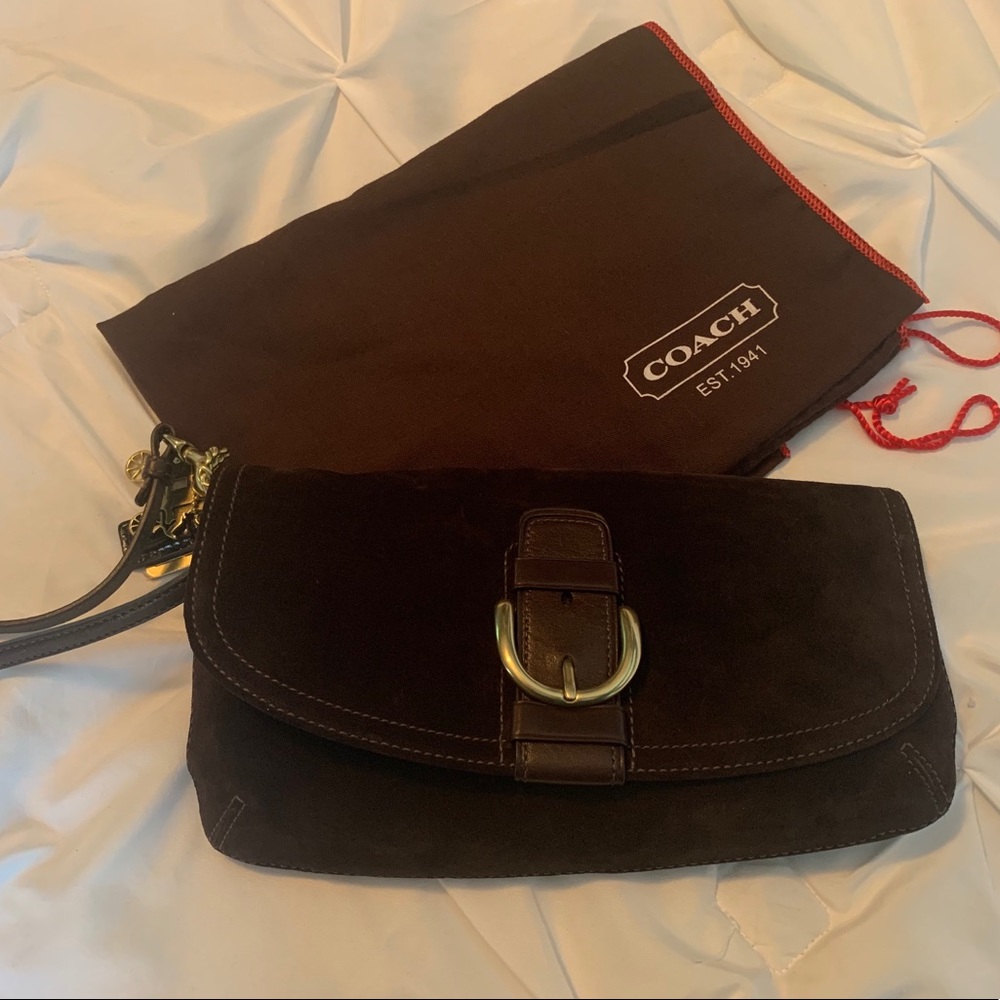 Authentic Coach Suede Clutch